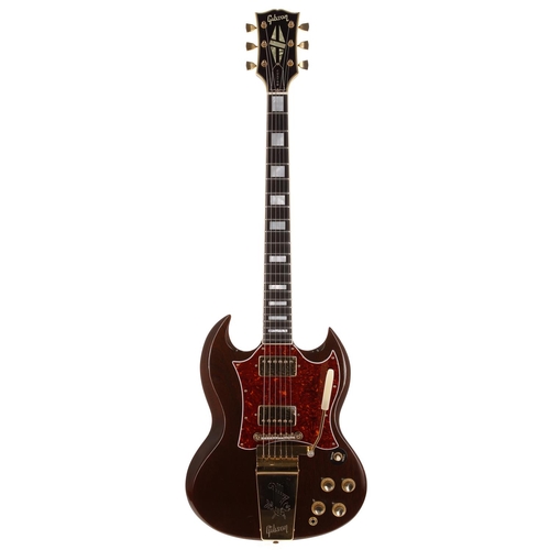 482 - Early 1970s Gibson SG Custom electric guitar, made in USA; Body: walnut finish, additional P90 centr... 