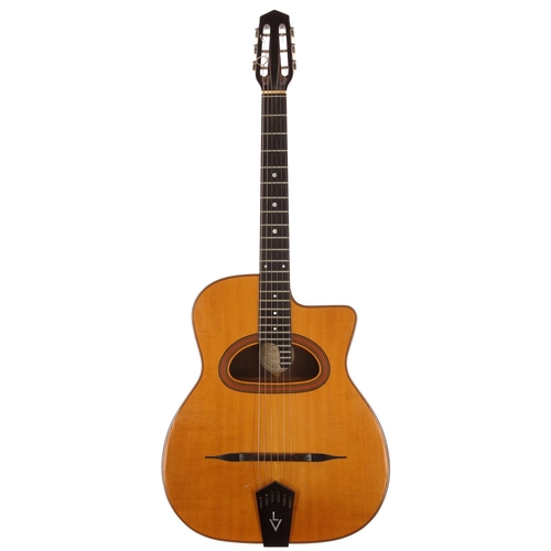 545 - 1989 John Le Voi Maccaferri style gypsy jazz acoustic guitar, made in England; Back and sides: India... 