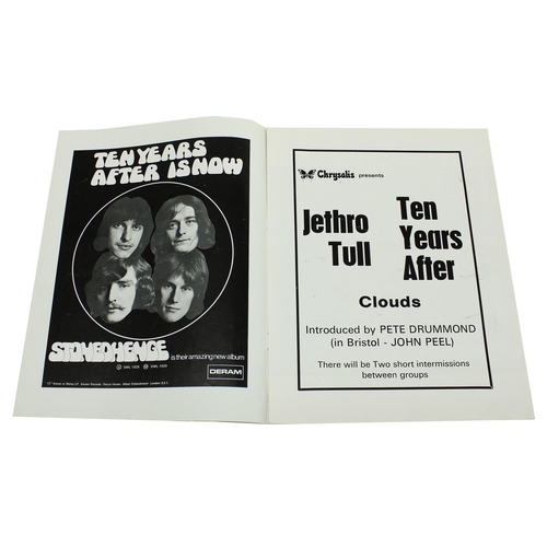 322 - Original 1969 souvenir tour programme for Jethro Tull and Ten Years After including original ticket ... 