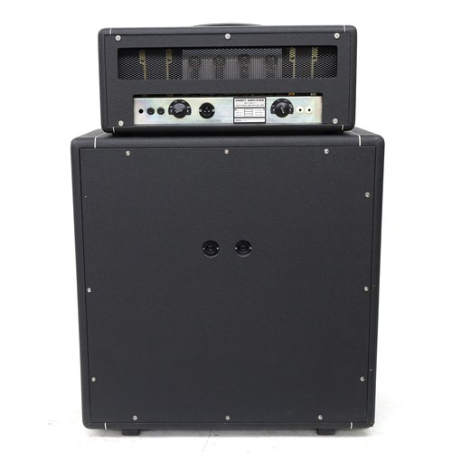 1013 - Hiwatt DR103 Custom Hiwatt 100 guitar amplifier head, with dust cover; together with matching 4 x 12... 