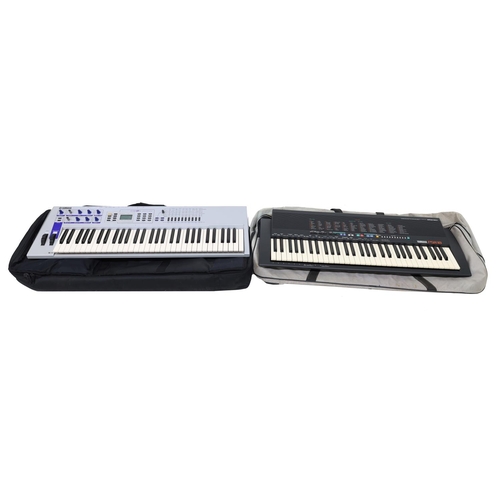 3016 - Yamaha CS2X control synthesizer keyboard, with Gear4Music gig bag; together with a Yamaha PSR-18 key... 