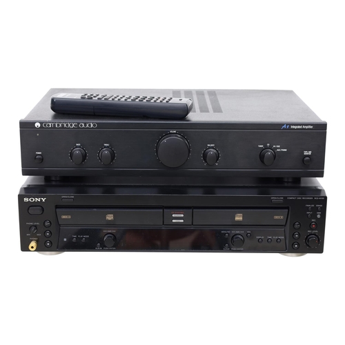 3112 - Cambridge Audio A1 integrated amplifier; together with a Sony RCD-W100 compact disc recorder, both w... 