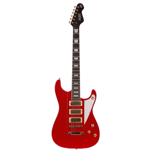 586 - Joe Doe Guitars by JHS Vintage Gas Jockey electric guitar; Body: red finish; Neck: good; Fretboard: ... 