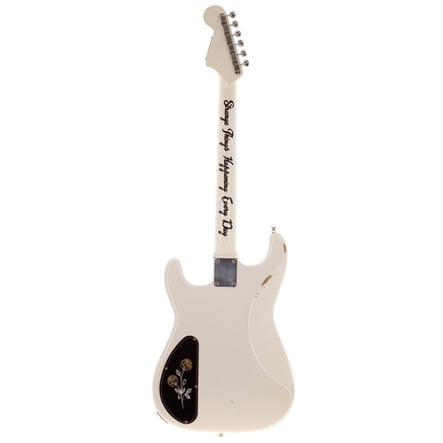 589 - Joe Doe Guitars 'The Sister Caster' electric guitar, made in England; Body: light relic Gospel white... 