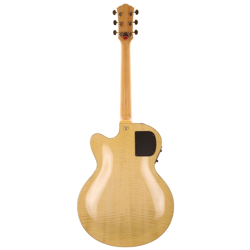 637 - 2004 Yamaha AEX-1500 Martin Taylor hollow body electric guitar, made in Japan; Body: natural maple; ... 