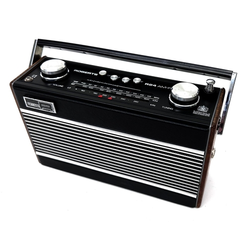 1085 - Roberts R24 AM-FM radio, converted with input jack to allow guitar connection whilst the radio is ru... 