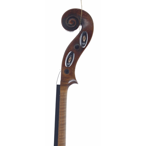 2432 - Tyrolean violin circa 1800, the two piece back of plainish wood with similar wood to the sides ... 