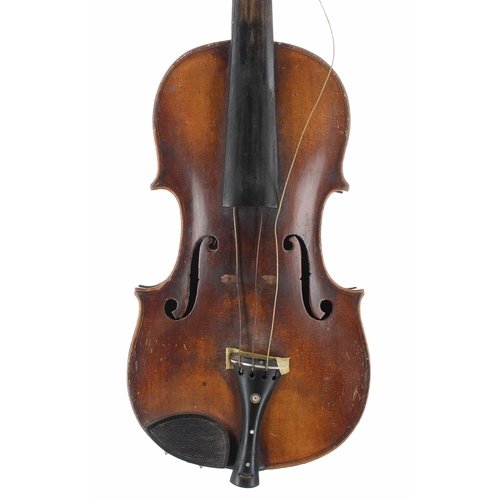 2433 - Petite viola circa 1800, the one piece back of faint medium curl with similar wood to the sides, the... 