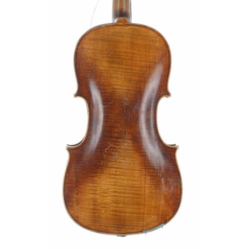 2433 - Petite viola circa 1800, the one piece back of faint medium curl with similar wood to the sides, the... 