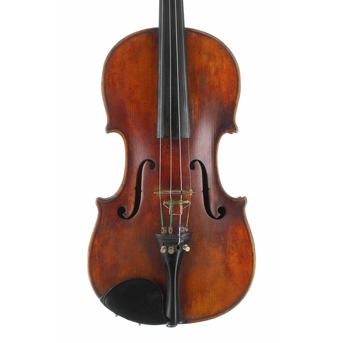 2434 - Interesting violin labelled Bernard S. Fendt, London 1839, the two piece back of medium curl with fa... 