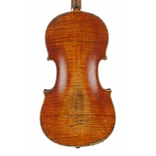 2434 - Interesting violin labelled Bernard S. Fendt, London 1839, the two piece back of medium curl with fa... 