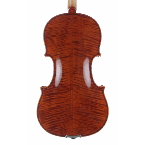 2436 - Jay Haide 101 violin labelled and dated 2002, the two piece back of faint irregular curl with simila... 