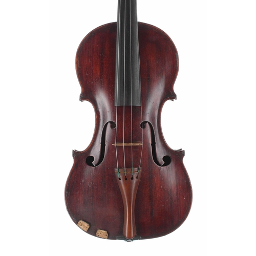 2437 - Seven-eighth size English violin by and labelled Alfred W. Steed, Wanstead, 1909, the two piece back... 