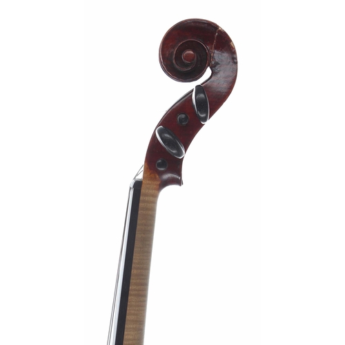 2437 - Seven-eighth size English violin by and labelled Alfred W. Steed, Wanstead, 1909, the two piece back... 