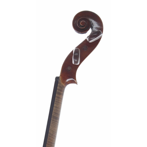 2443 - German violin labelled Copy of (Amati) bearing the S.M. trademark, 14 1/16