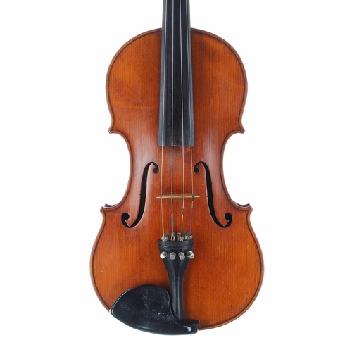 2444 - Good English violin by and labelled Made by John Smith, Teddington, London, W., the two piece back o... 