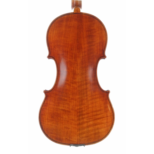 2444 - Good English violin by and labelled Made by John Smith, Teddington, London, W., the two piece back o... 