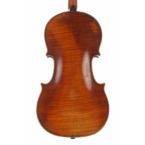 2459 - Mid 19th century French violin by and stamped D. Nicolas A. La Ville de Cremonne to the inner back, ... 