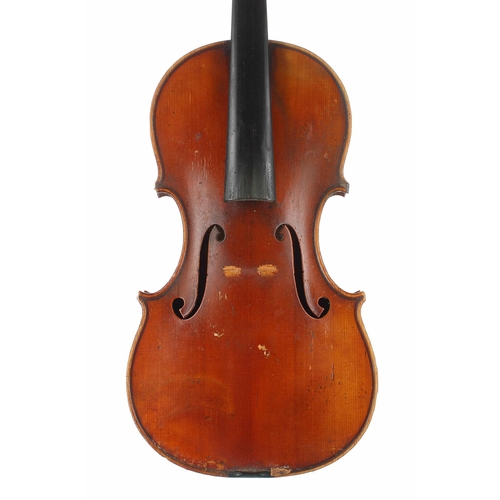 2461 - Interesting violin labelled Giuseppe Vignali, Da Verucchio 1913, the two piece back of faint medium ... 