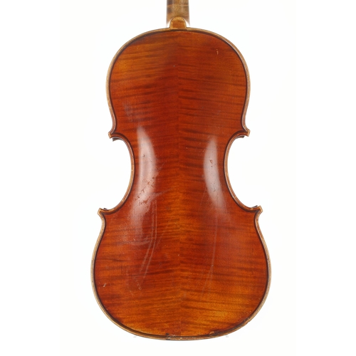 2461 - Interesting violin labelled Giuseppe Vignali, Da Verucchio 1913, the two piece back of faint medium ... 