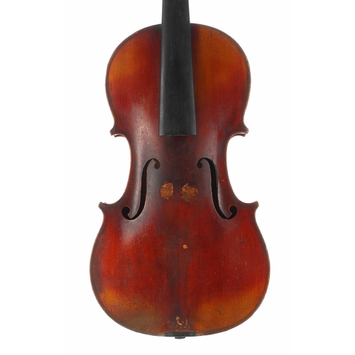 2462 - French violin circa 1925, the one piece back of fine curl with medium curl to the sides and the head... 