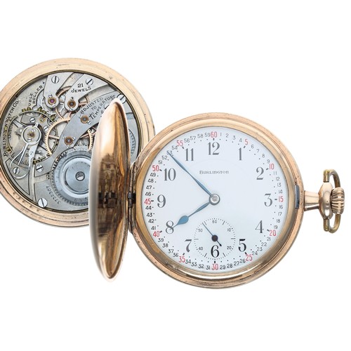 854 - Burlington Watch Co. gold plated lever hunter pocket watch, circa 1920, signed 21 jewel adjusted to ... 