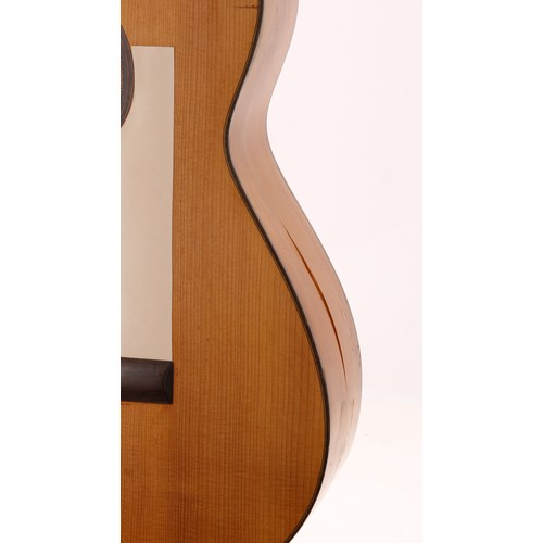 3244 - Flamenco guitar labelled Condé Hermanos, Madrid; Back and sides: cypress, large crack with impact bl... 