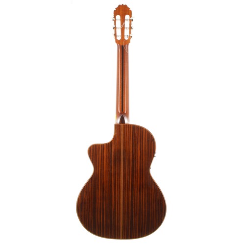 3241 - 2000 Amalio Burguet Model 3A electro-acoustic nylon string cutaway guitar; Back and sides: rosewood,... 