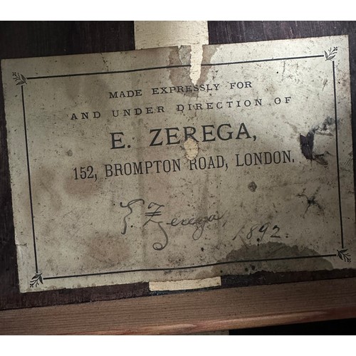 3203 - Late 19th century Spanish guitar, probably Valencian, labelled E. Zerega, 152, Brompton Road, London... 