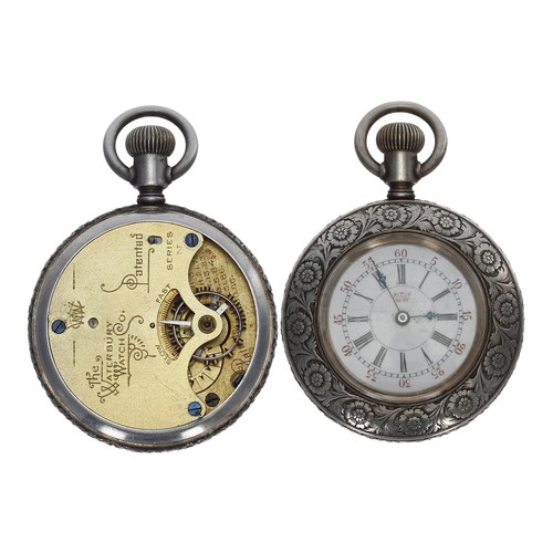 882 - Waterbury Watch Co. Series N duplex white metal fob watch, signed movement, signed Roman numeral dia... 