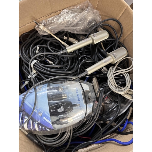 3014 - Pair of Sony F-99 microphones; together with a large quantity of mixed audio and power cables*Please... 