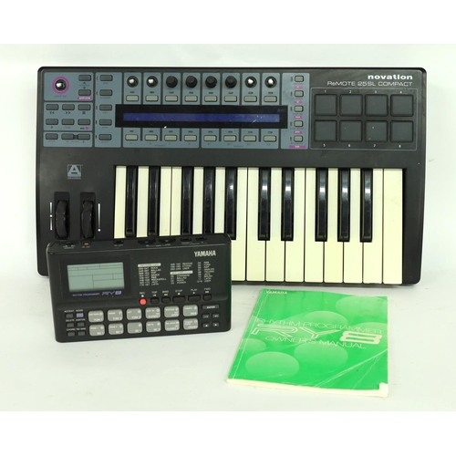 3021 - Novation Remote 25SL compact keyboard controller; together with a Yamaha RY8 rhythm programmer and m... 