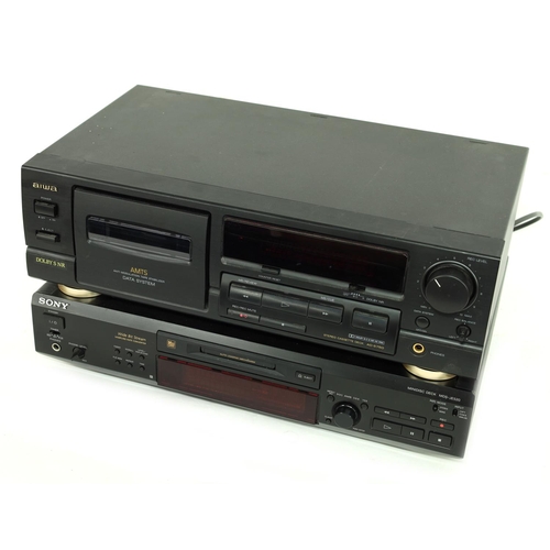 3060 - Sony MDS-JE520 Minidisc deck; together with an Aiwa AD-S750 stereo cassette deck*Please note: Gardin... 