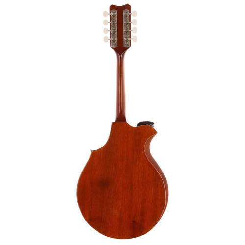 308 - Nevil Kiddier - studio used 1975 Chris Eccleshall solid mahogany electric mandolin, within wooden ca... 