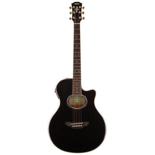 632 - 2003 Yamaha APX-9C electro-acoustic guitar, made in Taiwan; Body: black gloss finish, surface marks ... 