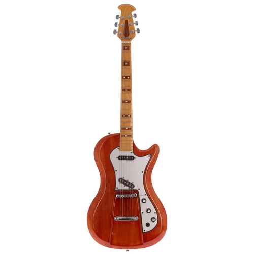 682 - Interesting custom made electric guitar, probably of English origin; Body: red stain finished single... 