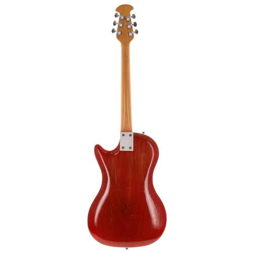 682 - Interesting custom made electric guitar, probably of English origin; Body: red stain finished single... 