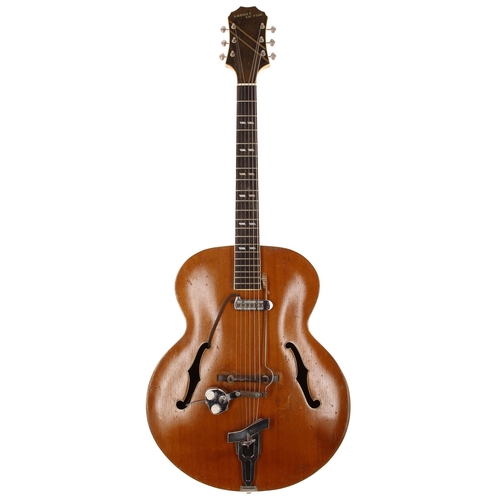 716 - 1950s Abbott Victor Musicmaster III archtop guitar, made in England; Body: natural finished maple ba... 