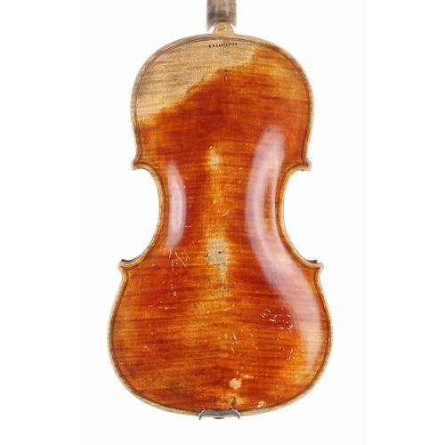 2468 - Good English violin by and labelled Made by A.C. Lancaster, 10, Middle Street, Colne, 1898; also bra... 