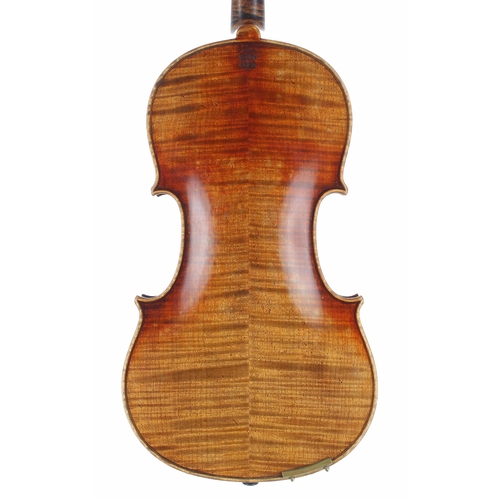 2471 - Late 19th century German Stradivari copy violin stamped Solo Artist Violin below the button, 14 1/8