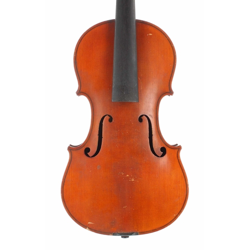 2476 - Early 20th century Stradivari copy violin labelled by A.A. Schloth, Saxony, Anno 1910, the sides of ... 