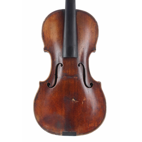 2477 - Interesting violin circa 1800 bearing an old repairer's label dated 1922, the one piece back of fain... 