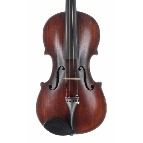 2481 - French violin of the Caussin School labelled Copie de Franciscus Gobetti..., the two piece back of f... 