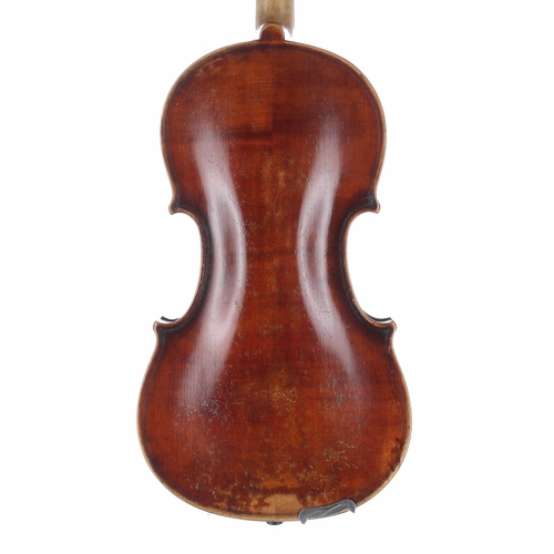 2481 - French violin of the Caussin School labelled Copie de Franciscus Gobetti..., the two piece back of f... 