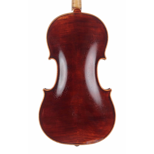 2482 - Good modern English violin by and labelled Judith Moser, London 1997, the two piece back of faint me... 