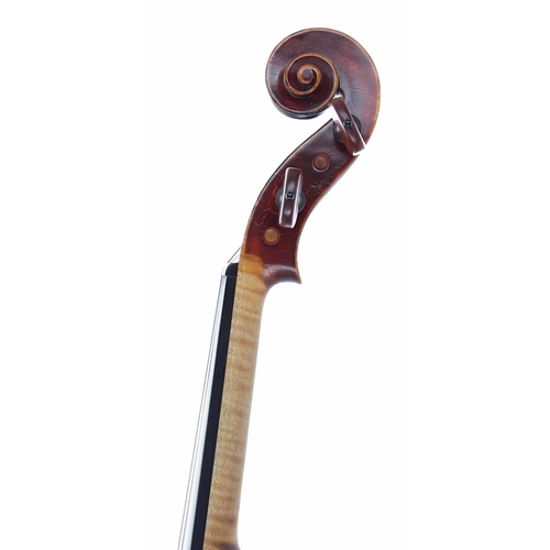 2482 - Good modern English violin by and labelled Judith Moser, London 1997, the two piece back of faint me... 