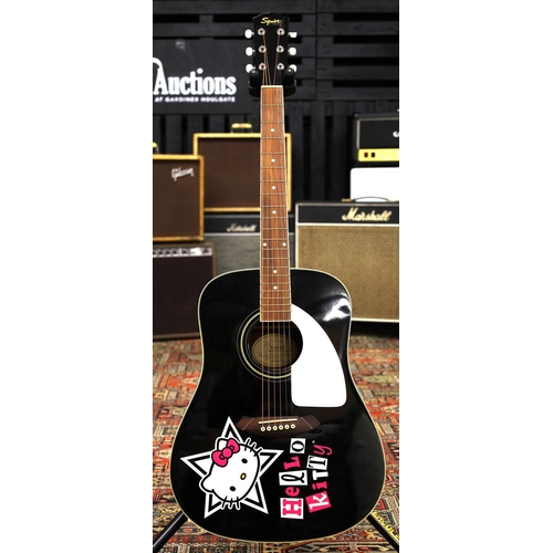 751 - 2007 Squier by Fender Hello Kitty acoustic guitar, black finish, minor surface marks to body, within... 