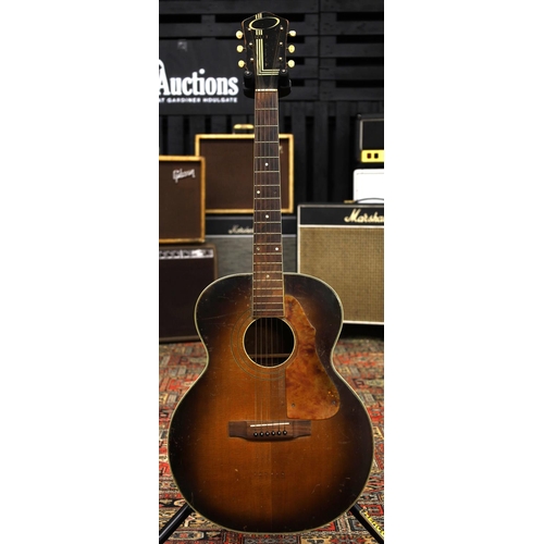 800 - Harmony Roy Smeck acoustic guitar, made in USA; Back and sides: large split to bass hand side along ... 