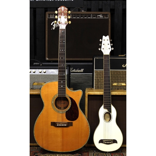 811 - Washburn Rover acoustic travel guitar with original compressed foam case; together with a Crafter TC... 