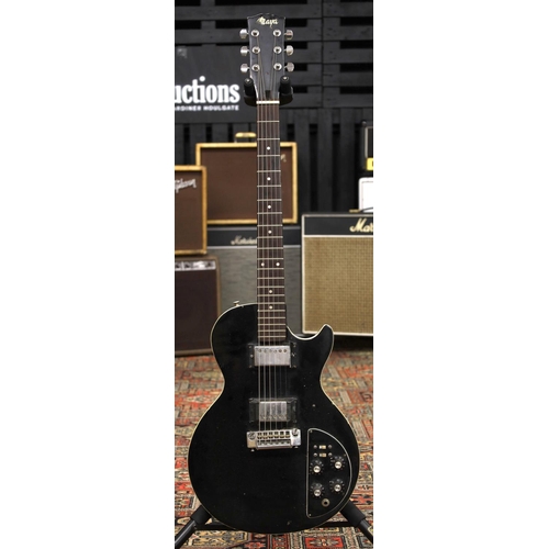 848 - 1970s Maya CLS-2 electric guitar, made in Japan; Body: black finish with many blemishes and dings; N... 